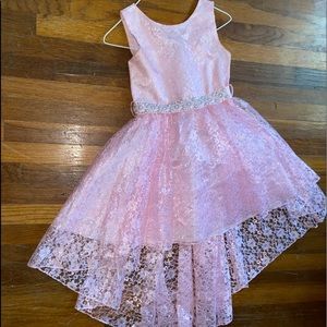 Girls baby pink formal/casual high/low dress.